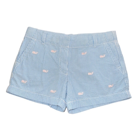 Vineyard Vines Girl’s Seersucker Shorts with Pink Whale Embroidery Size 12 - Picture 1 of 1